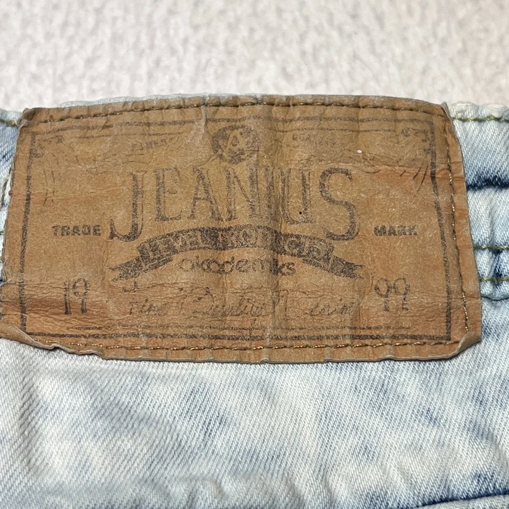 Jeanius Akademiks Jeans Mens 32 Light Blue Acid Wash Distressed Streetwear Denim